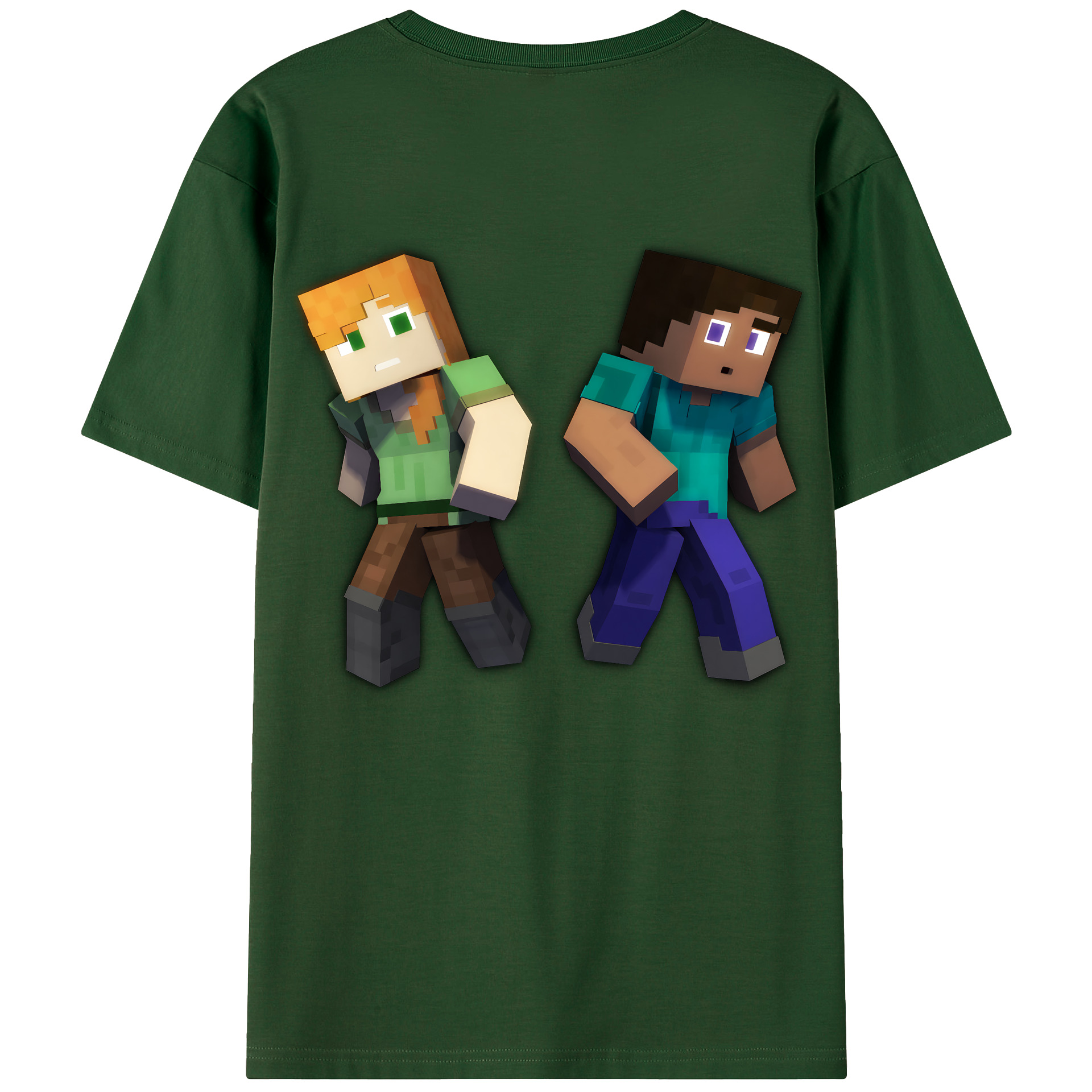 （画像用） マインクラフト ブロックの世界 Minecraft MC Block world 綿100％半袖Tシャツ（背面プリント）